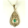 Image 1 : EMERALD SEED PEARL PENDANT ANTIQUE STYLE (62309)