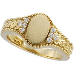 14K GOLD SIGNET RING w DIAMONDS (62377)