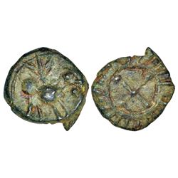 Ancient India: Taxila, inscribed die-struck coinage, 'Doyakadesha' region, copper coin, 7.65g.