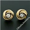 Image 2 : Victorian 14kt Yellow Gold 0.36 ctw Old Mine Cut Diamond Love Knot Stud Earrings