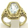 Image 1 : Antique Art Deco 14kt Yellow Gold Aquamarine Solitaire Ring