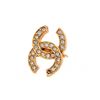 Image 1 : Chanel Vintage Gold Rhinestone CC Clip On Earrings