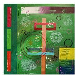 George Marlowe, "Emerald Galaxy" Original Acrylic Painting on Gallery Wrapped Ca