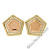 Image 1 : New 14kt Rose, White, and Yellow Gold Stone Finished Tiered Pentagon Stud Earrin