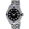 Image 2 : Rolex Ladies Stainless Steel Black Diamond & Sapphire Datejust Wristwatch 26MM
