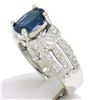 Image 3 : EGL 14k White Gold 2.78 Ctw Royal Blue Sapphire and Diamond Engagement Cocktail