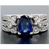 Image 5 : EGL 14k White Gold 2.78 Ctw Royal Blue Sapphire and Diamond Engagement Cocktail