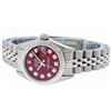 Image 5 : Rolex Ladies Stainless Steel Red Diamond Quickset Datejust Wristwatch 26MM