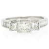 Image 8 : 14k White Gold 1.45 ctw 3 Princess Diamond Engagement Ring w/ Baguette Accents