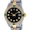 Image 1 : Rolex Ladies 2 Tone Black Diamond & Emerald 26mm Oyster Datejust Wristwatch
