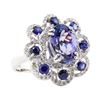 Image 1 : 5.95 ctw Tanzanite, Sapphire, and Diamond Ring - 14KT White Gold