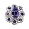 Image 2 : 5.95 ctw Tanzanite, Sapphire, and Diamond Ring - 14KT White Gold