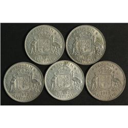Australia 1952 Florins Uncirculated (5)