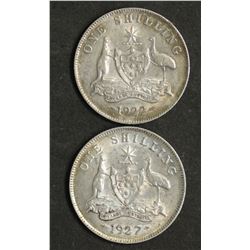 Australia 1922 & 1927 Shillings
