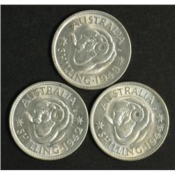 Australia Shillings 1942 S, 1943 S, 1944S