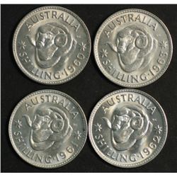 Australia Shillings 1960,1961m,1962,1963