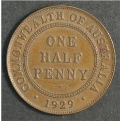 Australia 1929 1/2 Penny Brown Uncirculated