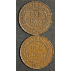 Australia Pennies 1928 & 1936