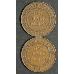 Australia Halfpennies 1931 & 1932