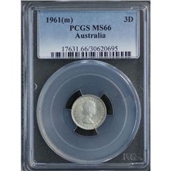 Australia Threepence 1961 PCGS MS 66