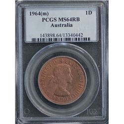 Australia Penny 1964 PCGS MS 64 RB