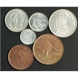 Australia 1960 Year Set 1/2 Penny to Florin Gem Uncirculated