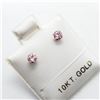 Image 2 : 10K Yellow Gold Pink Cz Earrings, Suggested Retail Value $80