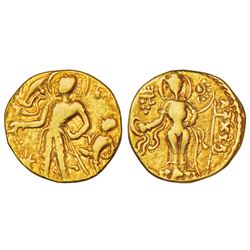 Ancient India: Gupta Empire, gold dinar of Chandra Gupta II (375-415 AD), 'Chhatra' type, 7.64g