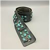 Image 2 : PHENOMENAL! A Black Leather Concho Belt With Gorgeous Turquoise Studded Conchos