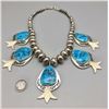 Image 1 : Spectacular, High-Grade, Spiderweb Kingman Turquoise and Sterling Necklace