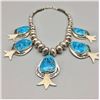 Image 2 : Spectacular, High-Grade, Spiderweb Kingman Turquoise and Sterling Necklace