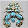Image 2 : WOW!! 14k Gold Squash Blossom Necklace with Natural Persian Turquoise!!!