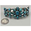 Image 3 : Great, Old, Vintage Turquoise & Sterling Silver Cluster Style Cuff Bracelet