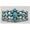 Image 7 : Great, Old, Vintage Turquoise & Sterling Silver Cluster Style Cuff Bracelet