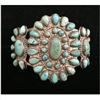 Image 2 : Vintage Turquoise and Sterling Cluster Cuff Bracelet