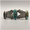 Image 1 : A Great Old 1930s Era Turquoise and Sterling Silver Cuff Bracelet