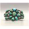 Image 1 : A Great 1930s Era Turquoise Cluster Bracelet With Natural Green-Blue Turquoise