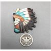 Image 2 : Vintage Figural Pin/Brooch Of A Chief's Profile, Attributed to Ralph Quam, Zuni