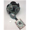 Image 2 : Circa 1940s Era Turquoise and Sterling Silver Concho Belt