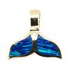Image 1 : Inlaid Opal Whale's Tail Pendant - 14KT Yellow Gold