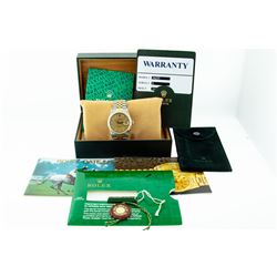 Rolex Mens 2T 18K YG/SS Factory Champagne Diamond Oyster Perpetual Quickset Date