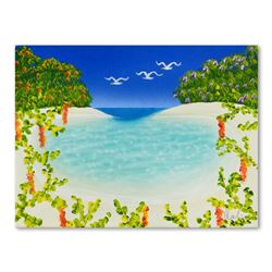 Dan Mackin, "Blue Lagoon" Original Oil Painting on Canvas Hand Signed with Lette
