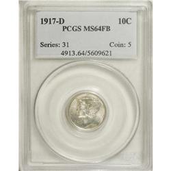 1917-D 10C MS64 Full Bands PCGS. Pleasing luster and e