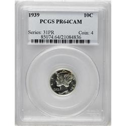 1939 10C PR64 Cameo PCGS. The distinct contrast of thi