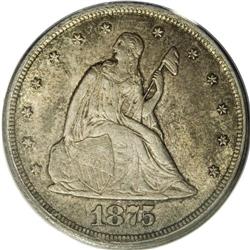 1875-CC 20C MS63 PCGS. Pleasing luster emanates from b