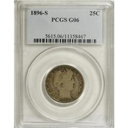 1896-S 25C Good 6 PCGS. Gold-gray and teal-brown patin