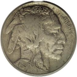 1936-S 5C Buffalo Nickel--Rotated Double Struck in Col