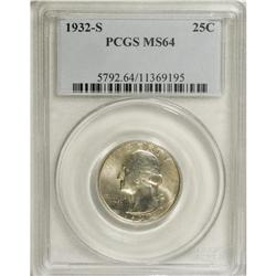 1932-S 25C MS64 PCGS. Dappled gold and slate toning vi