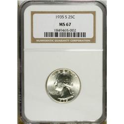 1935-S 25C MS67 NGC. A highly lustrous and essentially