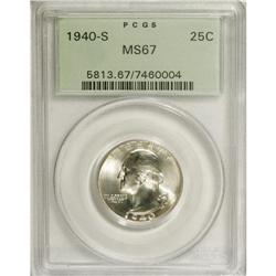 1940-S 25C MS67 PCGS. Lustrous and essentially brillia